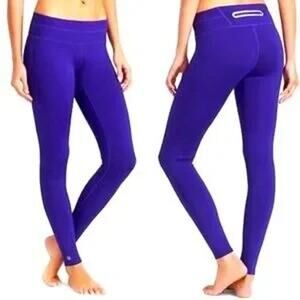 Athleta Sonar Tight Leggings Blue Mid Rise Zip Pocket Women Medium